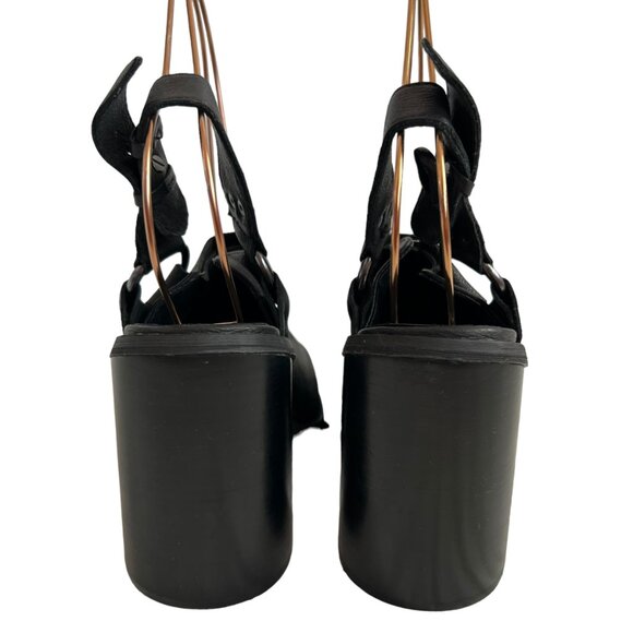 Ecote harness boots 8 ankle booties mules black leather block heel slingback - Picture 4 of 11